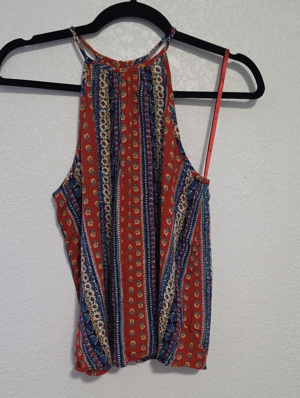 Chloe And Katie Red Multi-Color Halter Tank Top